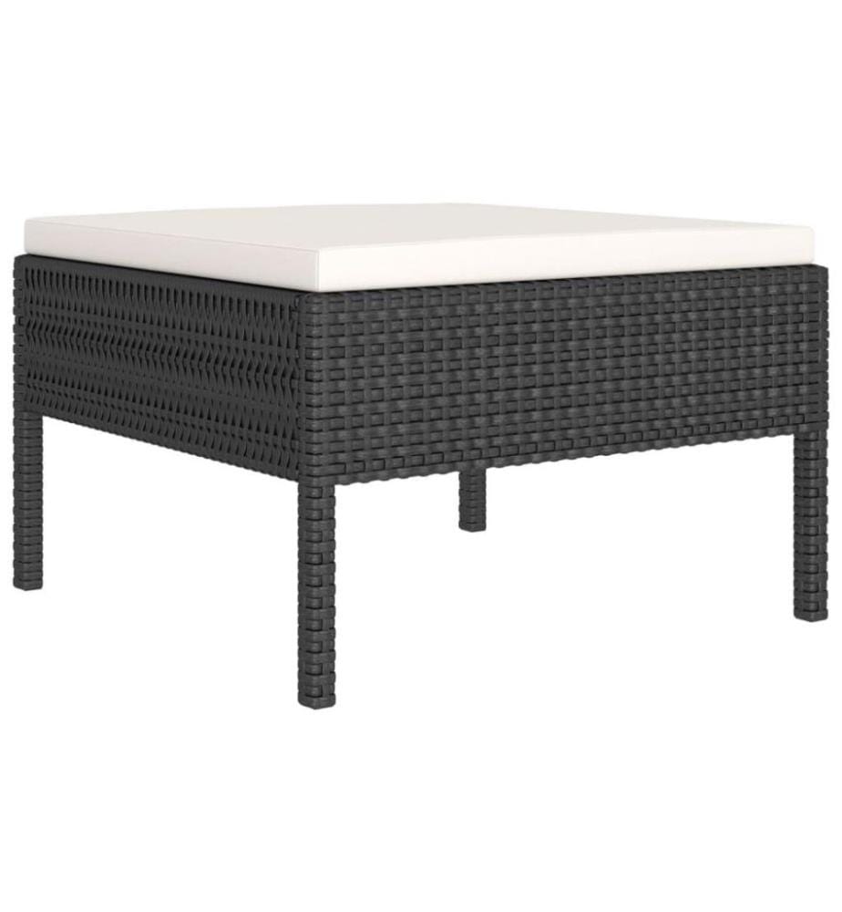 6-tlg. Garten-Lounge-Set mit Auflagen Poly Rattan Schwarz