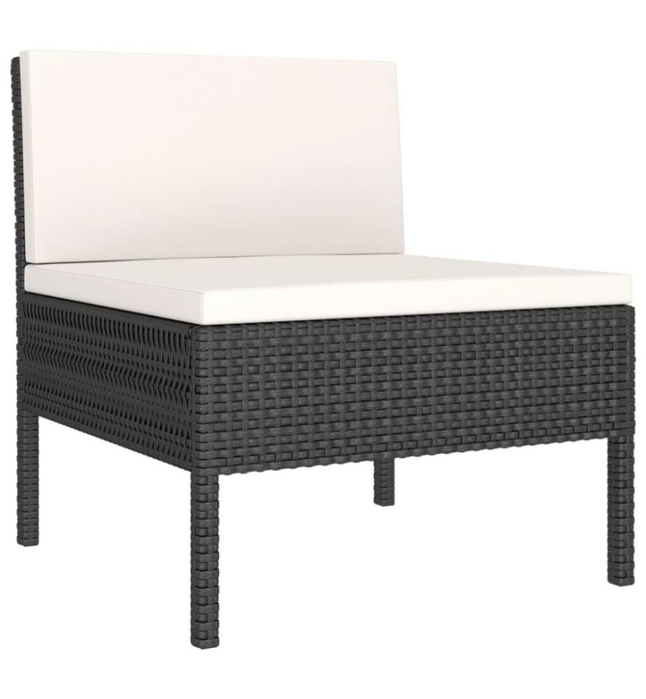 6-tlg. Garten-Lounge-Set mit Auflagen Poly Rattan Schwarz