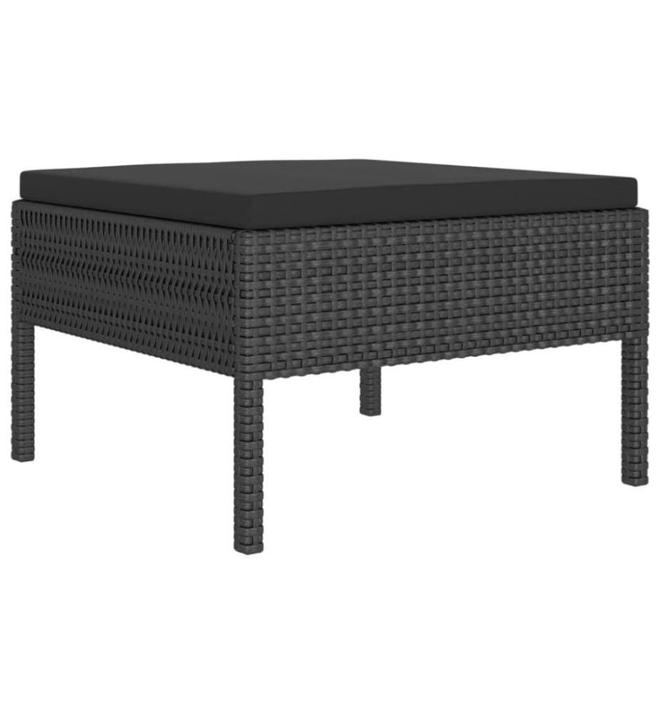 6-tlg. Garten-Lounge-Set mit Auflagen Poly Rattan Schwarz