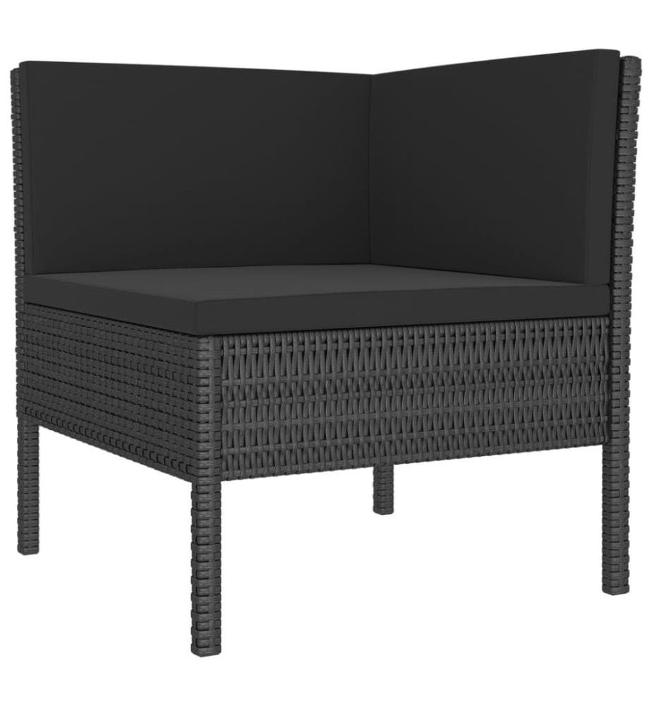 6-tlg. Garten-Lounge-Set mit Auflagen Poly Rattan Schwarz