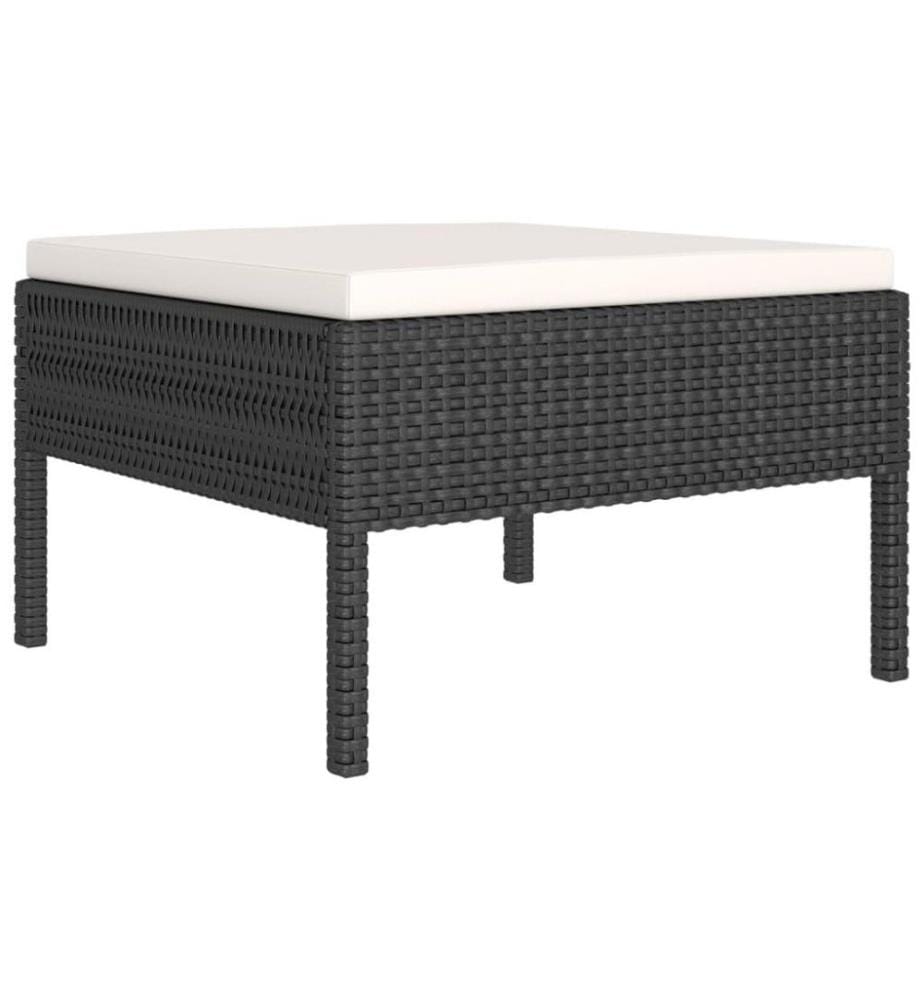 7-tlg. Garten-Lounge-Set mit Auflagen Poly Rattan Schwarz
