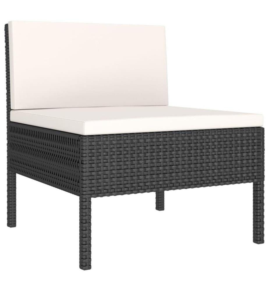 7-tlg. Garten-Lounge-Set mit Auflagen Poly Rattan Schwarz
