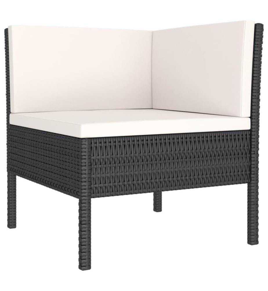 7-tlg. Garten-Lounge-Set mit Auflagen Poly Rattan Schwarz