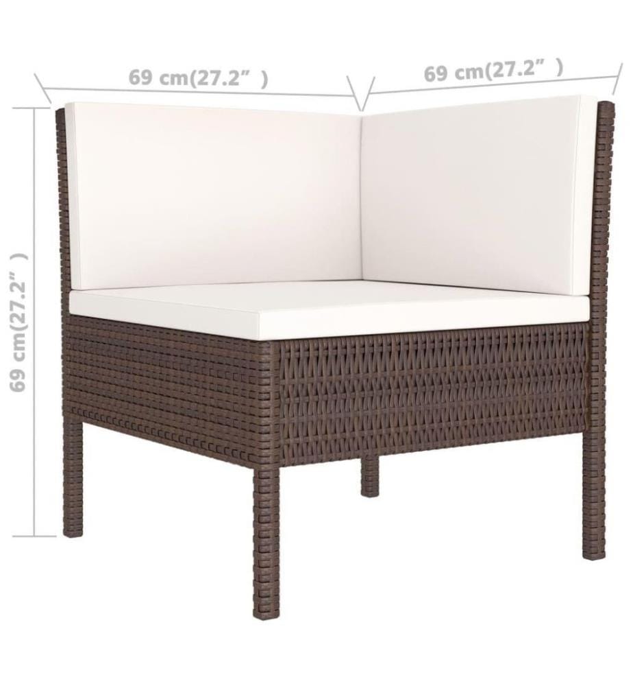 6-tlg. Garten-Lounge-Set mit Auflagen Poly Rattan Braun
