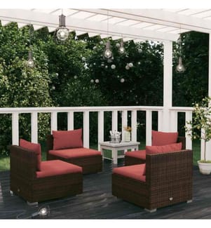 4-tlg. Garten-Lounge-Set mit Kissen Poly Rattan Braun
