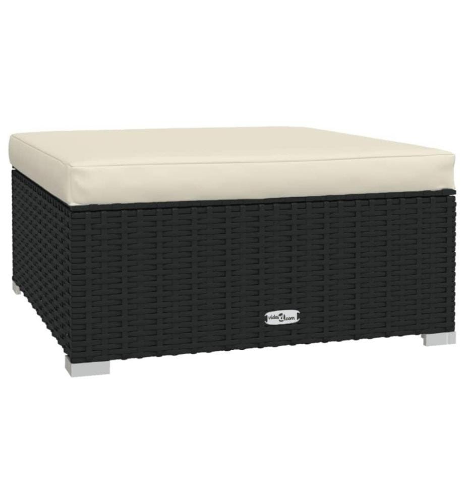 5-tlg. Garten-Lounge-Set mit Kissen Poly Rattan Schwarz