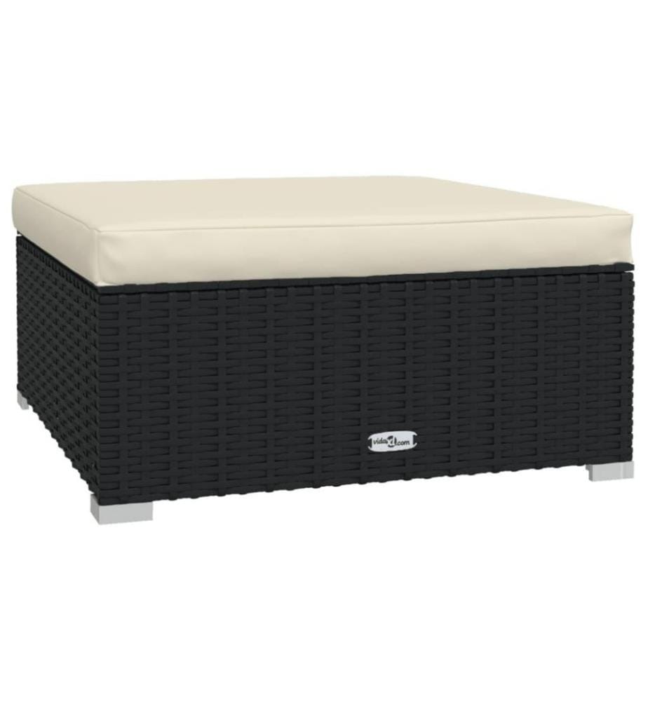 4-tlg. Garten-Lounge-Set mit Kissen Poly Rattan Schwarz