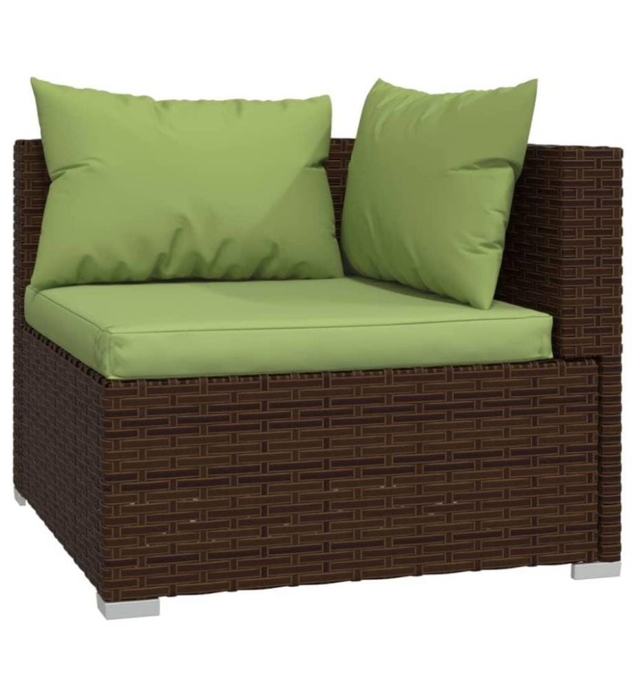 6-tlg. Garten-Lounge-Set mit Kissen Poly Rattan Braun