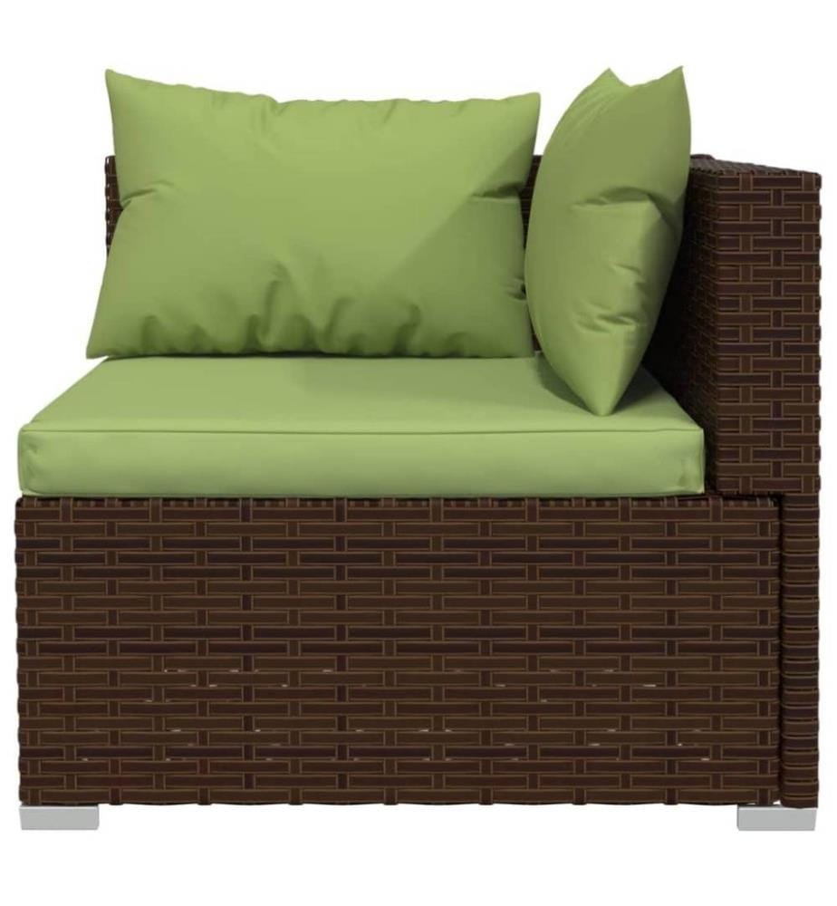 7-tlg. Garten-Lounge-Set mit Kissen Poly Rattan Braun