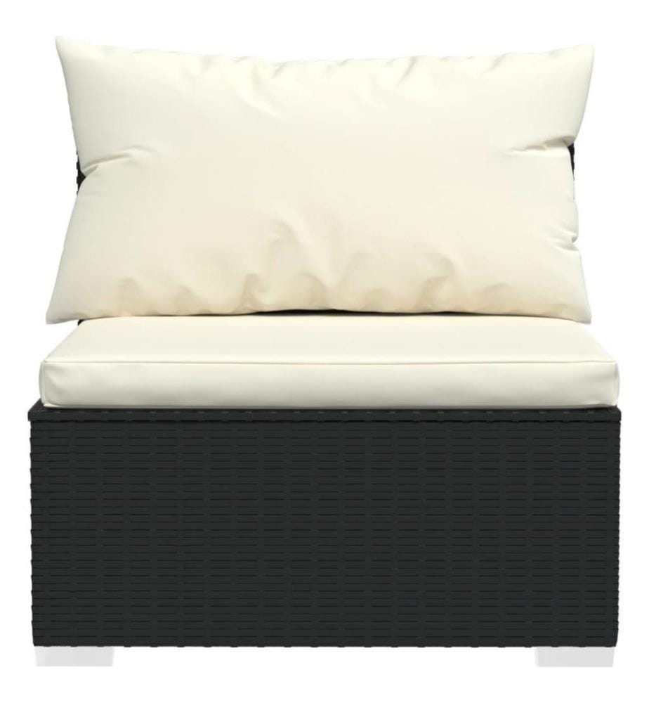 7-tlg. Garten-Lounge-Set mit Kissen Poly Rattan Schwarz