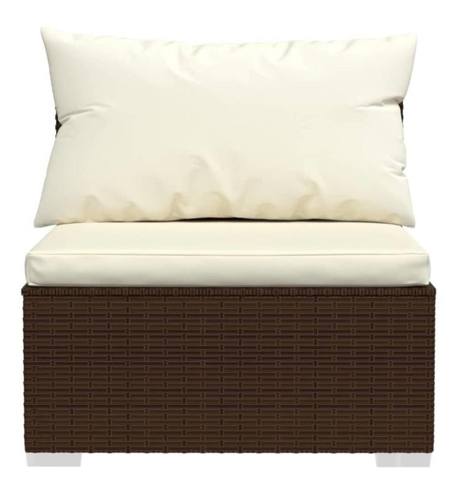 6-tlg. Garten-Lounge-Set mit Kissen Poly Rattan Braun