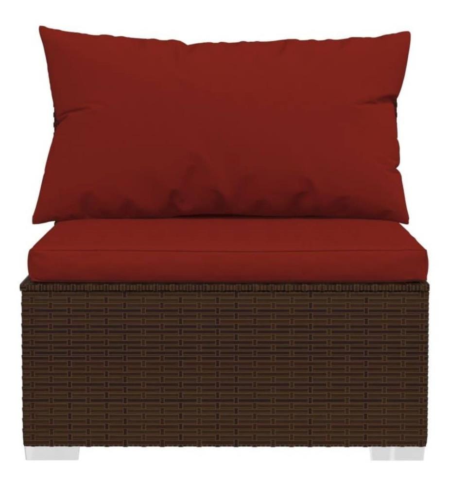 7-tlg. Garten-Lounge-Set mit Kissen Poly Rattan Braun