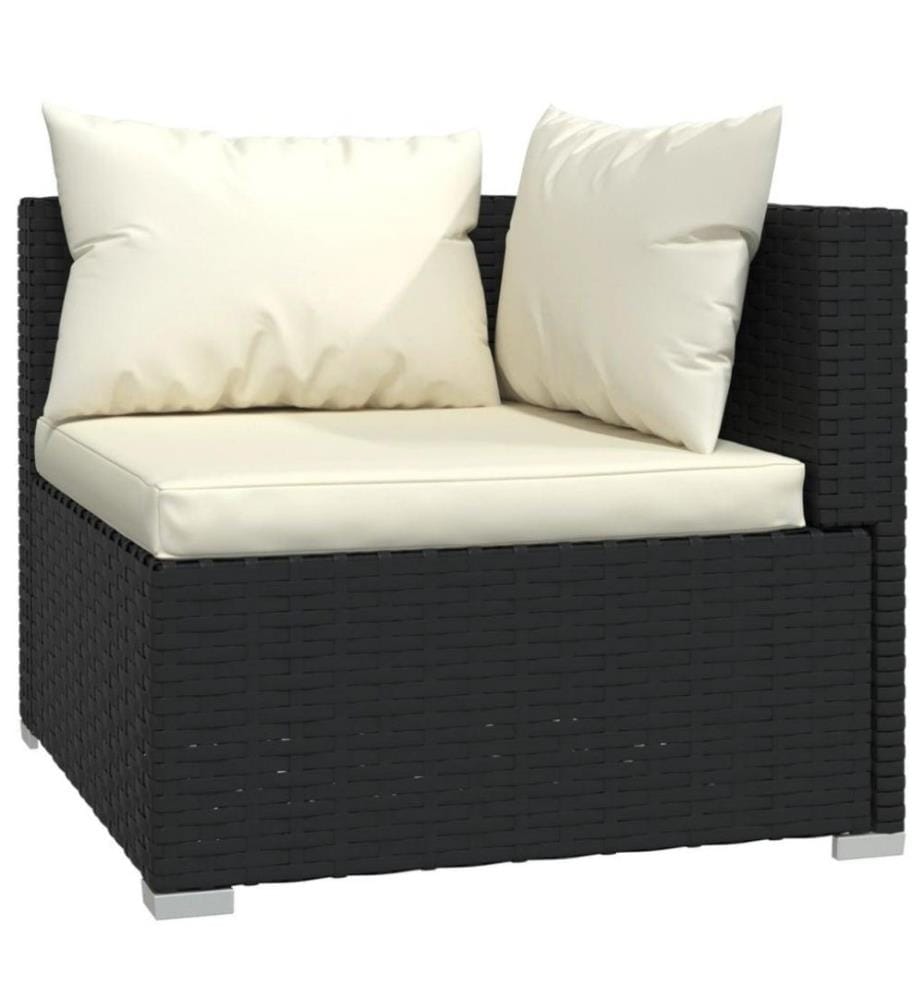 Salon de jardin 10 pcs avec coussins Résine tressée Noir