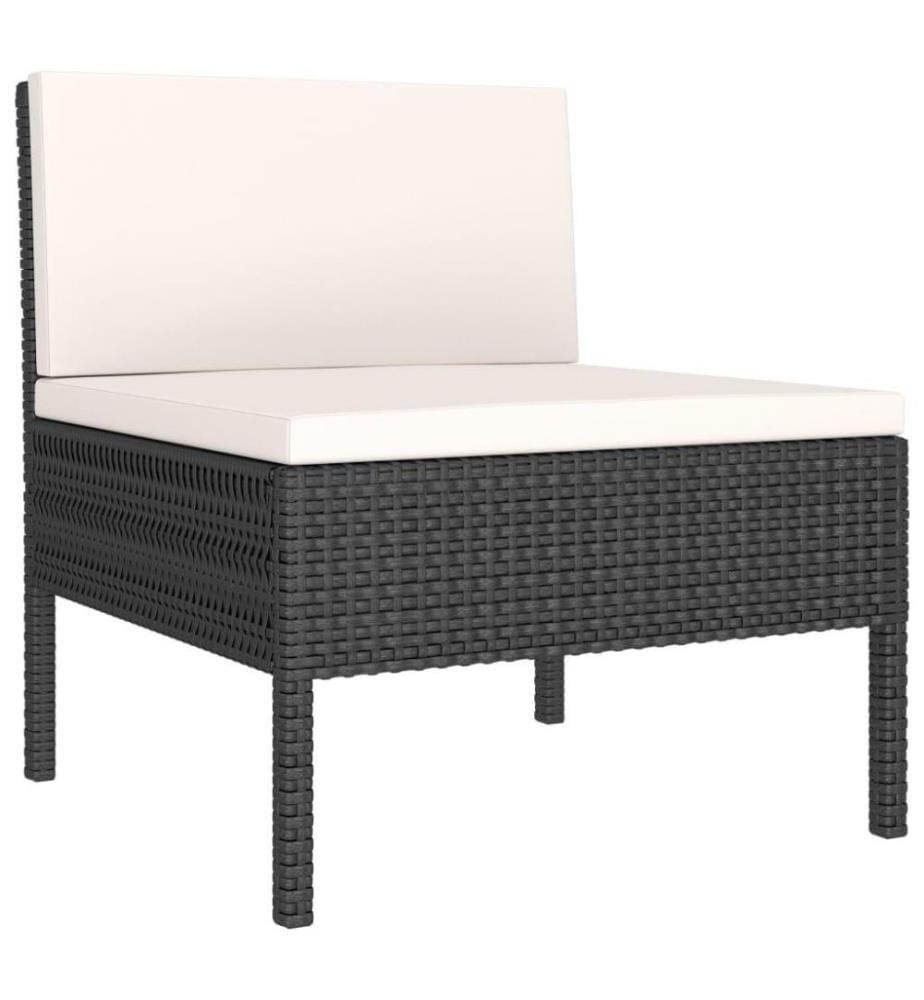 3-tlg. Garten-Lounge-Set mit Auflagen Poly Rattan Schwarz