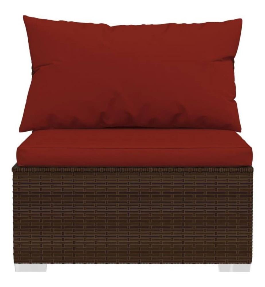 10-tlg. Garten-Lounge-Set mit Kissen Braun Poly Rattan