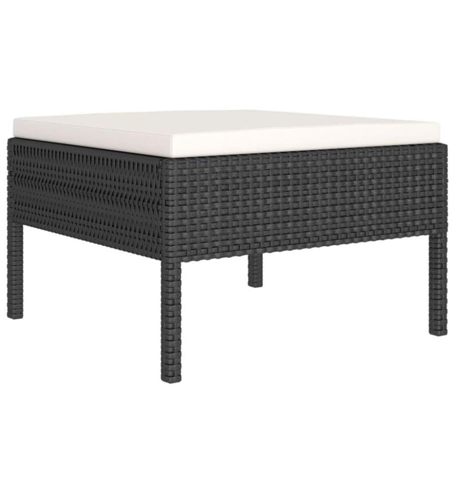 2-tlg. Garten-Lounge-Set mit Auflagen Poly Rattan Schwarz