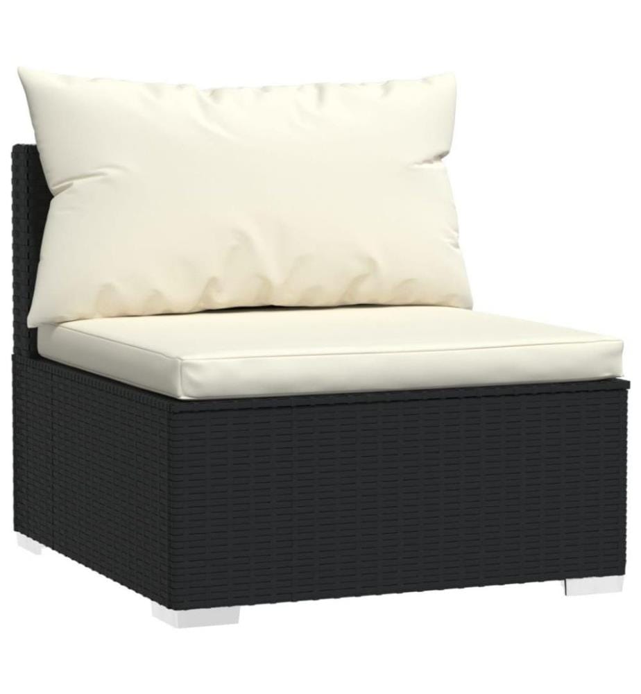 10-tlg. Garten-Lounge-Set mit Kissen Schwarz Poly Rattan