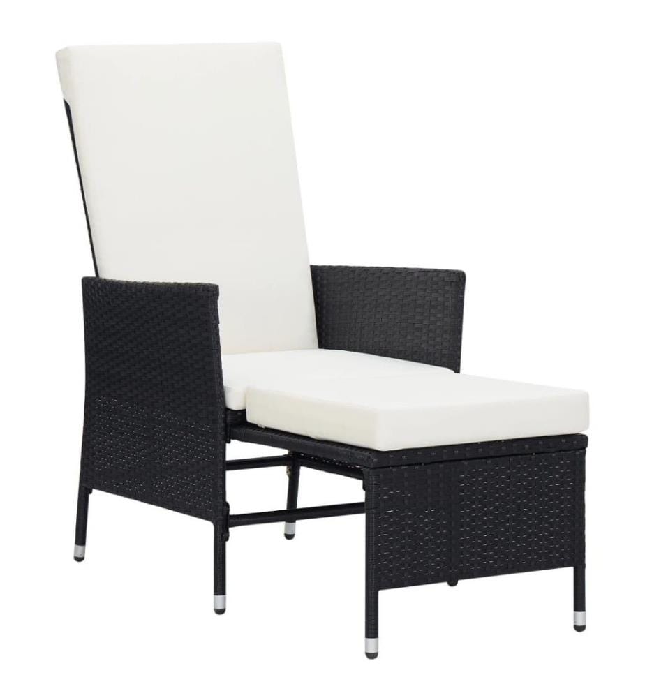 2-tlg. Garten-Lounge-Set mit Kissen Poly Rattan Schwarz