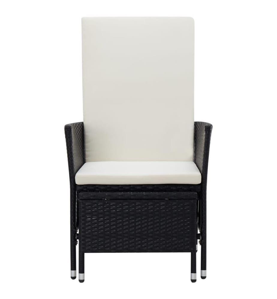 2-tlg. Garten-Lounge-Set mit Kissen Poly Rattan Schwarz