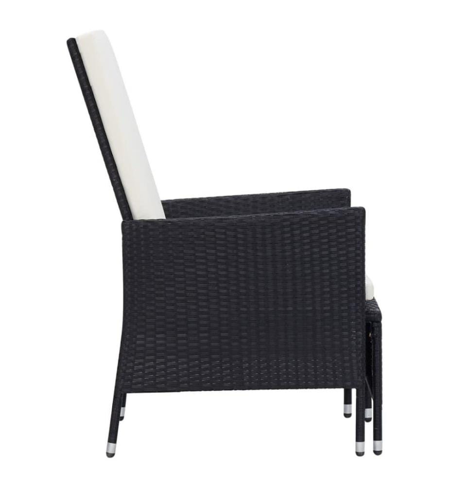 2-tlg. Garten-Lounge-Set mit Kissen Poly Rattan Schwarz