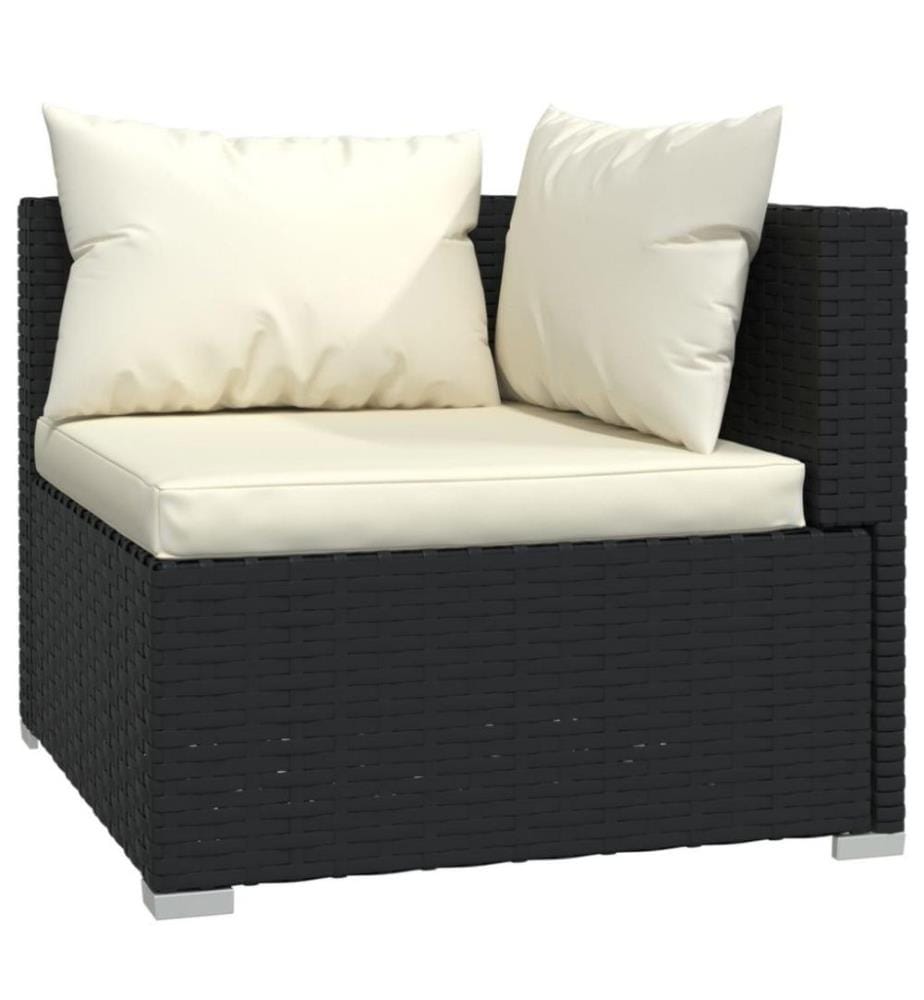 10-tlg. Garten-Lounge-Set mit Kissen Poly Rattan Schwarz