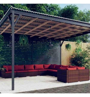 10-tlg. Garten-Lounge-Set mit Kissen Poly Rattan Braun