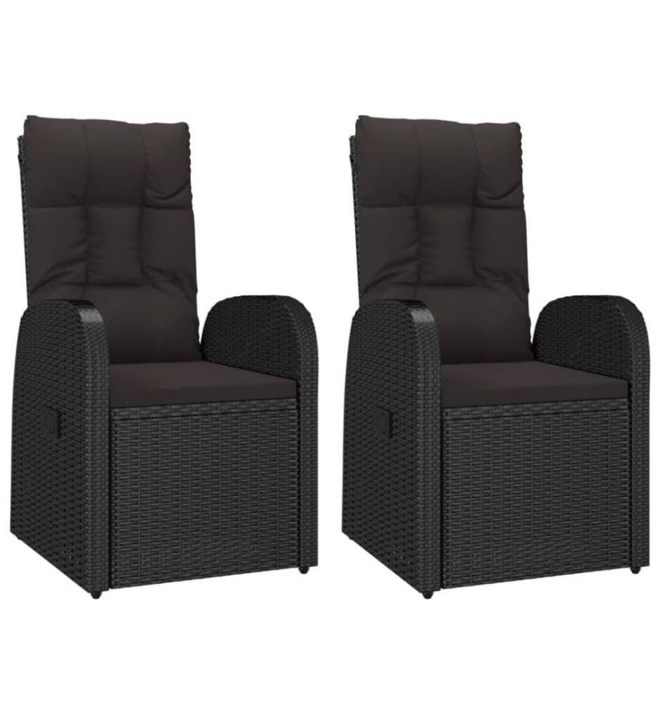Ensemble de salon de jardin 3 pcs noir poly rotin et acacia