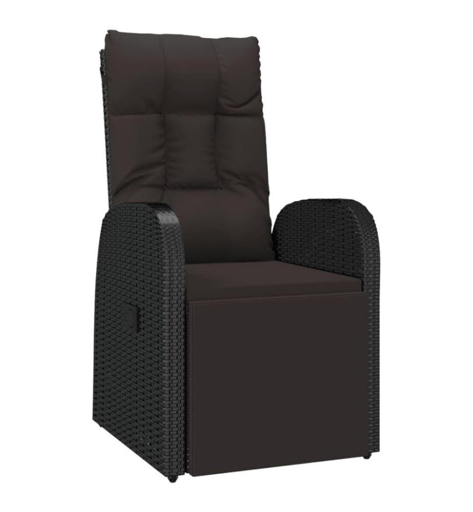 2-tlg. Garten-Lounge-Set Schwarz Poly Rattan Massivholz Akazie