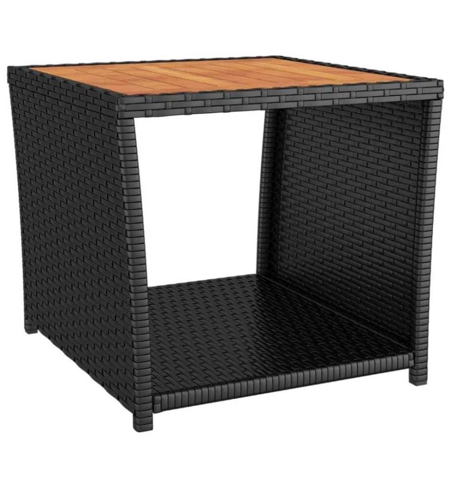 2-tlg. Garten-Lounge-Set Schwarz Poly Rattan Massivholz Akazie