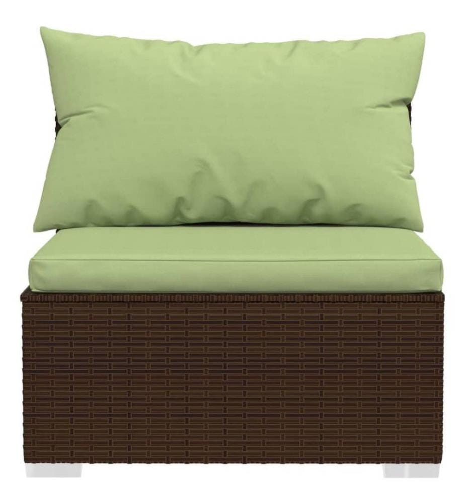 4-tlg. Garten-Lounge-Set mit Kissen Braun Poly Rattan