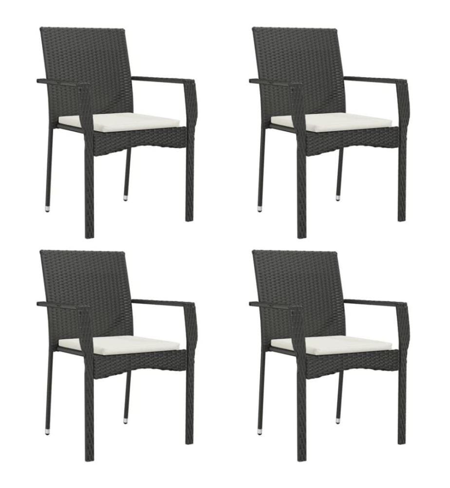 5-tlg. Garten-Lounge-Set mit Kissen Schwarz Poly Rattan