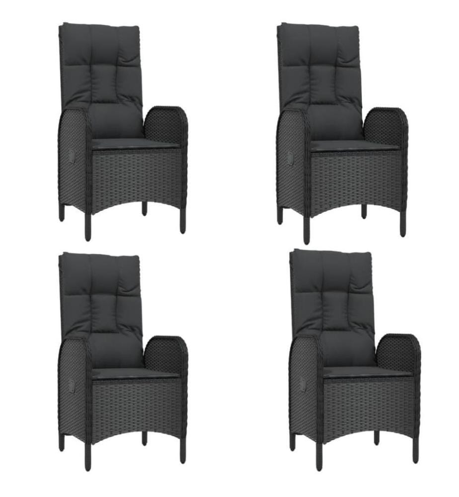5-tlg. Garten-Lounge-Set mit Kissen Schwarz Poly Rattan
