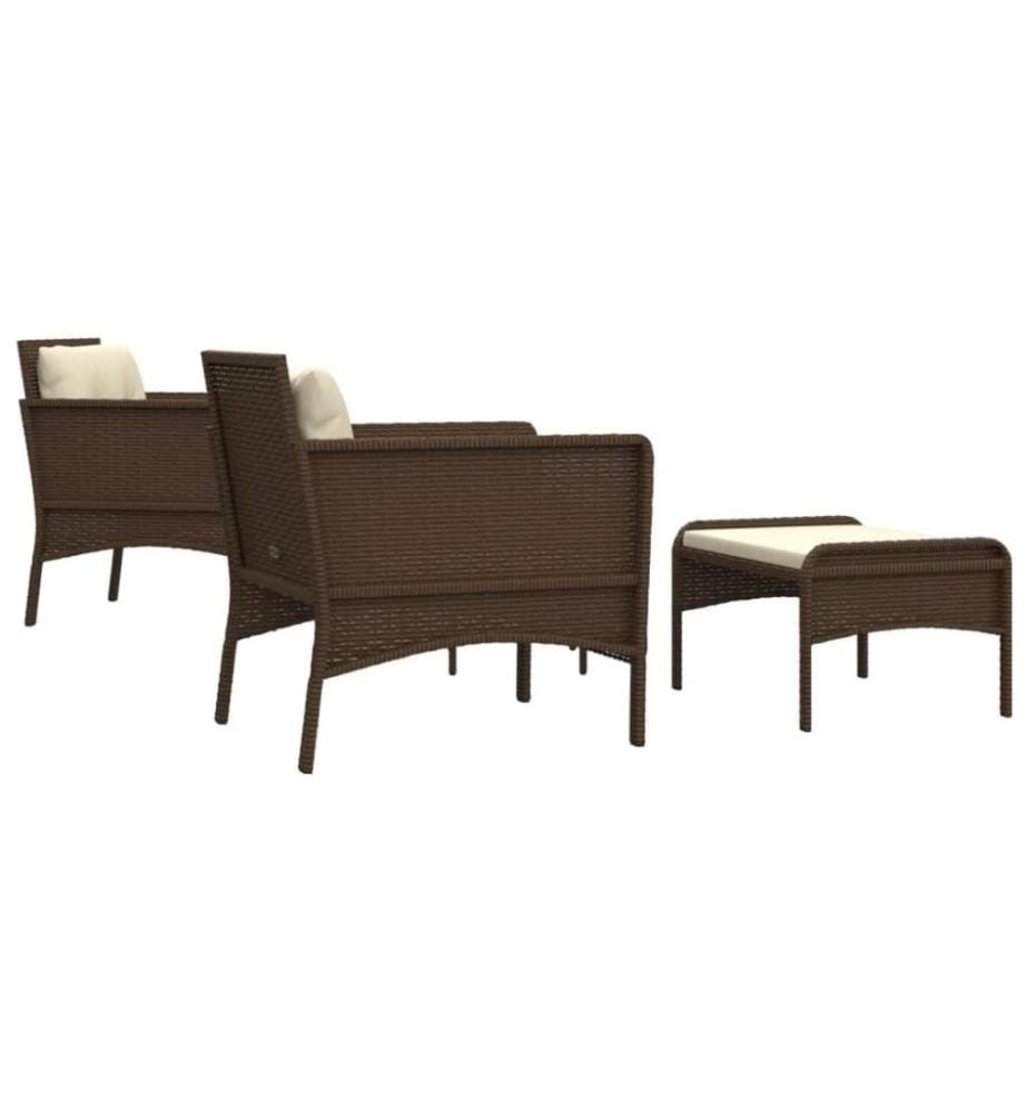 5-tlg. Garten-Lounge-Set mit Kissen Braun Poly Rattan