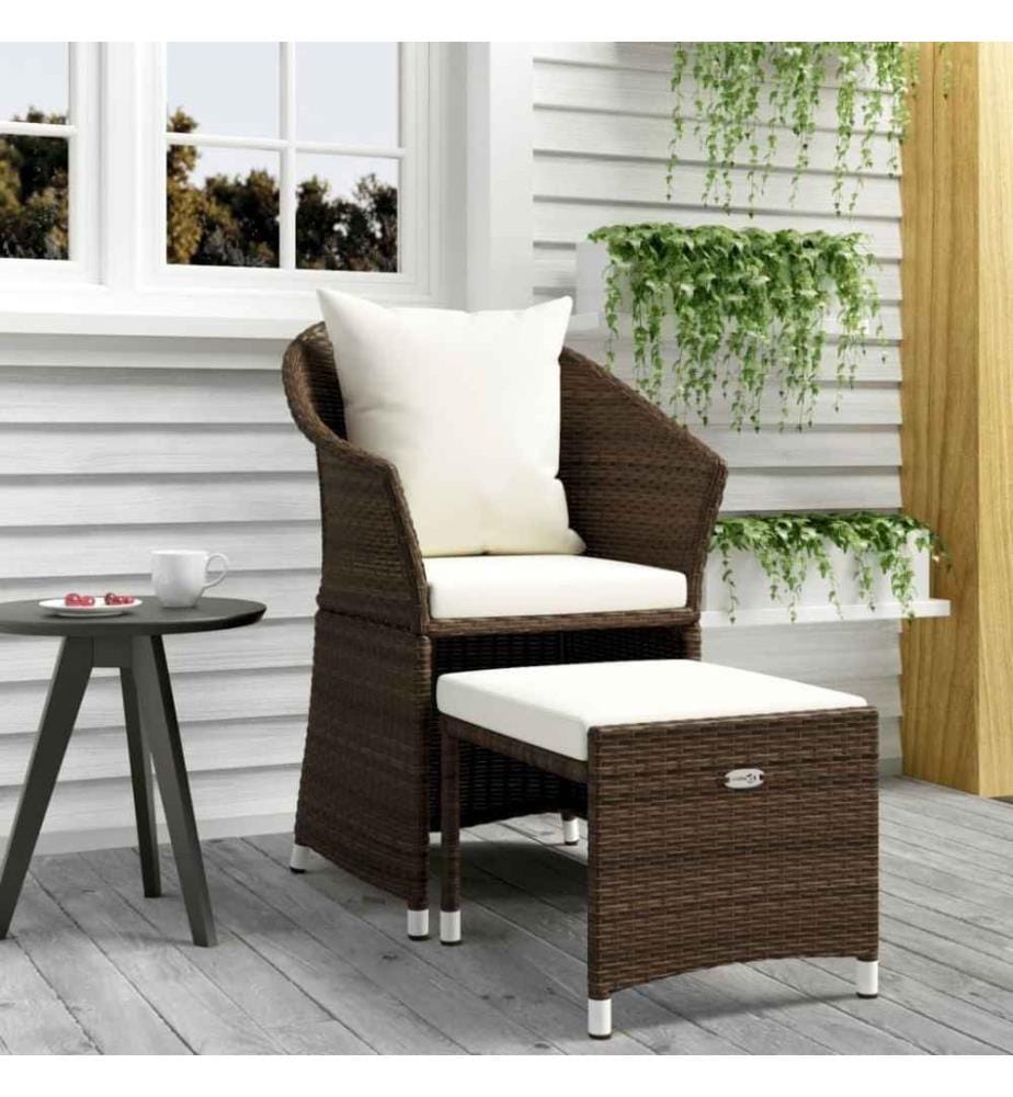 2-tlg. Garten-Lounge-Set mit Kissen Braun Poly Rattan