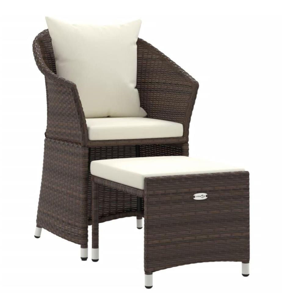 2-tlg. Garten-Lounge-Set mit Kissen Braun Poly Rattan