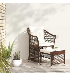 2-tlg. Garten-Lounge-Set mit Kissen Braun Poly Rattan