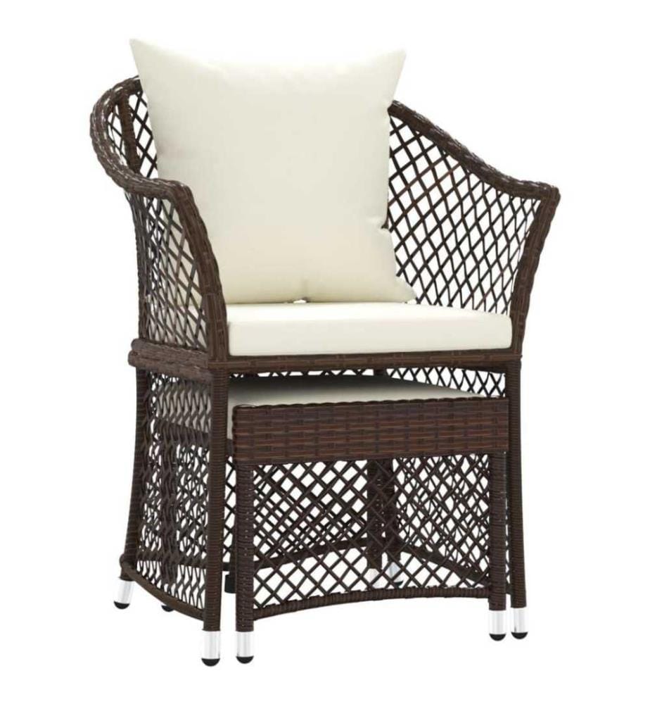 2-tlg. Garten-Lounge-Set mit Kissen Braun Poly Rattan