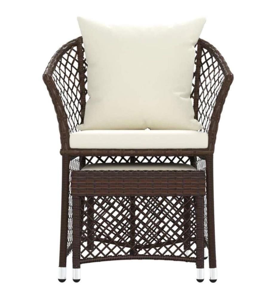 2-tlg. Garten-Lounge-Set mit Kissen Braun Poly Rattan
