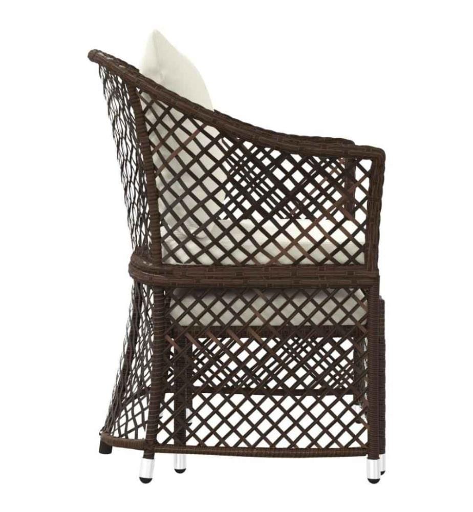 2-tlg. Garten-Lounge-Set mit Kissen Braun Poly Rattan