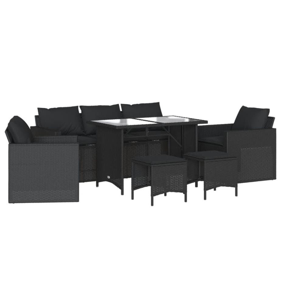 6-tlg. Garten-Sofagarnitur mit Kissen Schwarz Poly Rattan