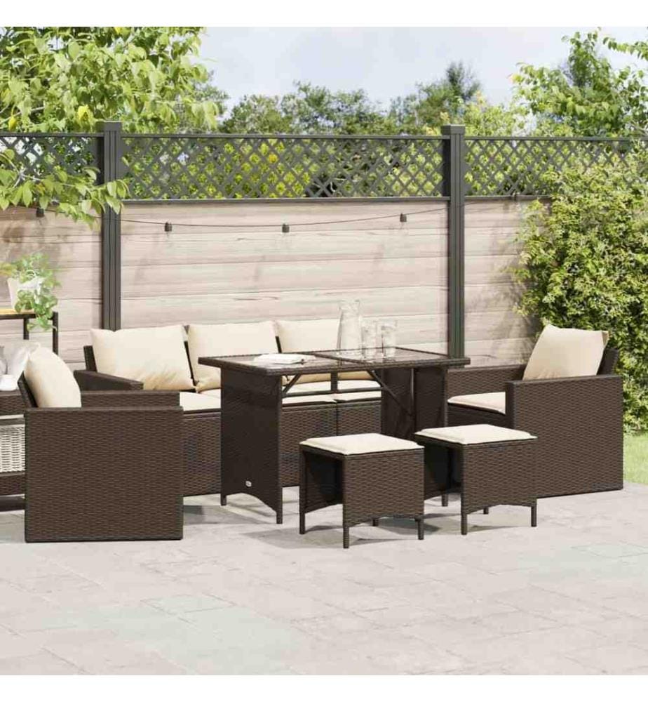 6-tlg. Garten-Sofagarnitur mit Kissen Braun Poly Rattan