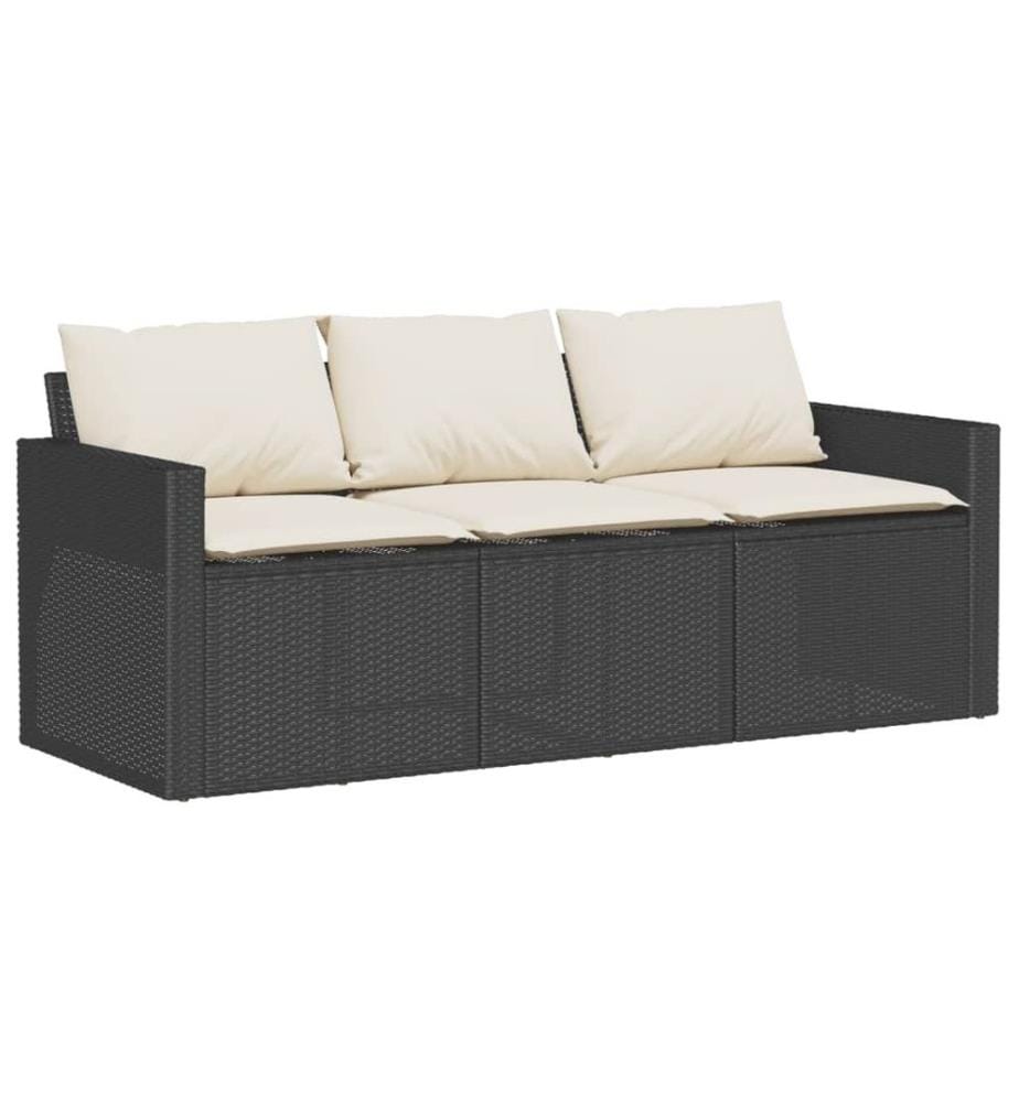 6-tlg. Garten-Sofagarnitur mit Kissen Schwarz Poly Rattan