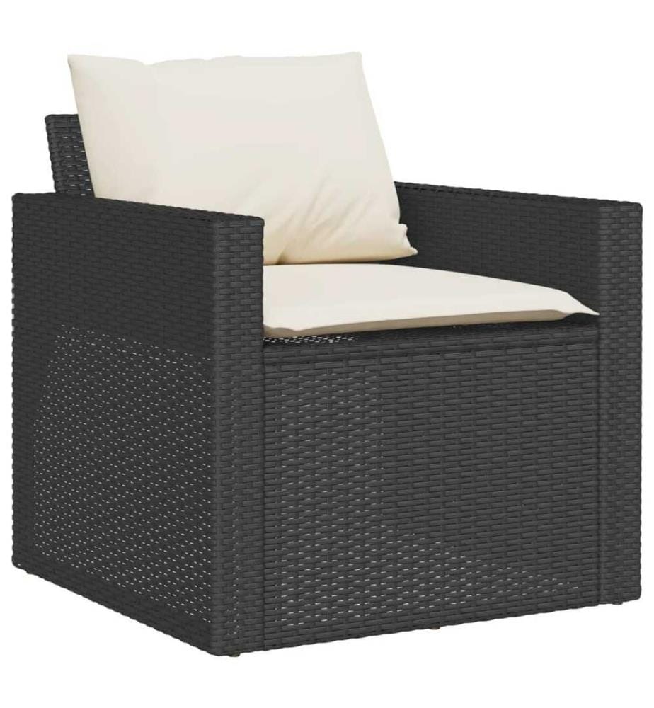 6-tlg. Garten-Sofagarnitur mit Kissen Schwarz Poly Rattan