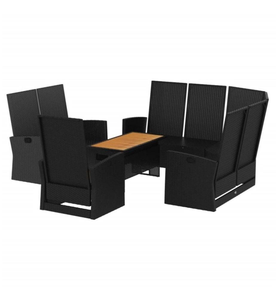 4-tlg. Garten-Lounge-Set mit Kissen Schwarz Poly Rattan