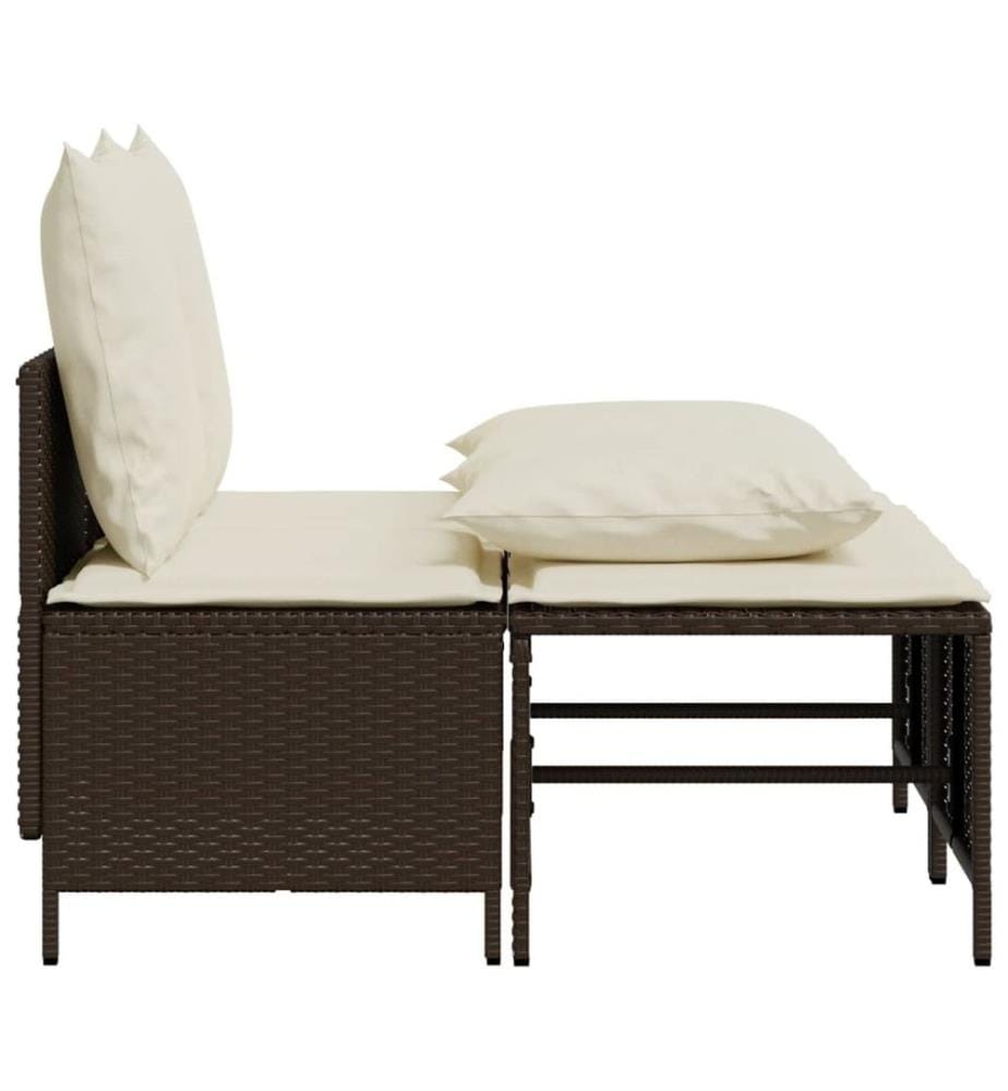 Salon de jardin 4 pcs avec coussins marron résine tressée