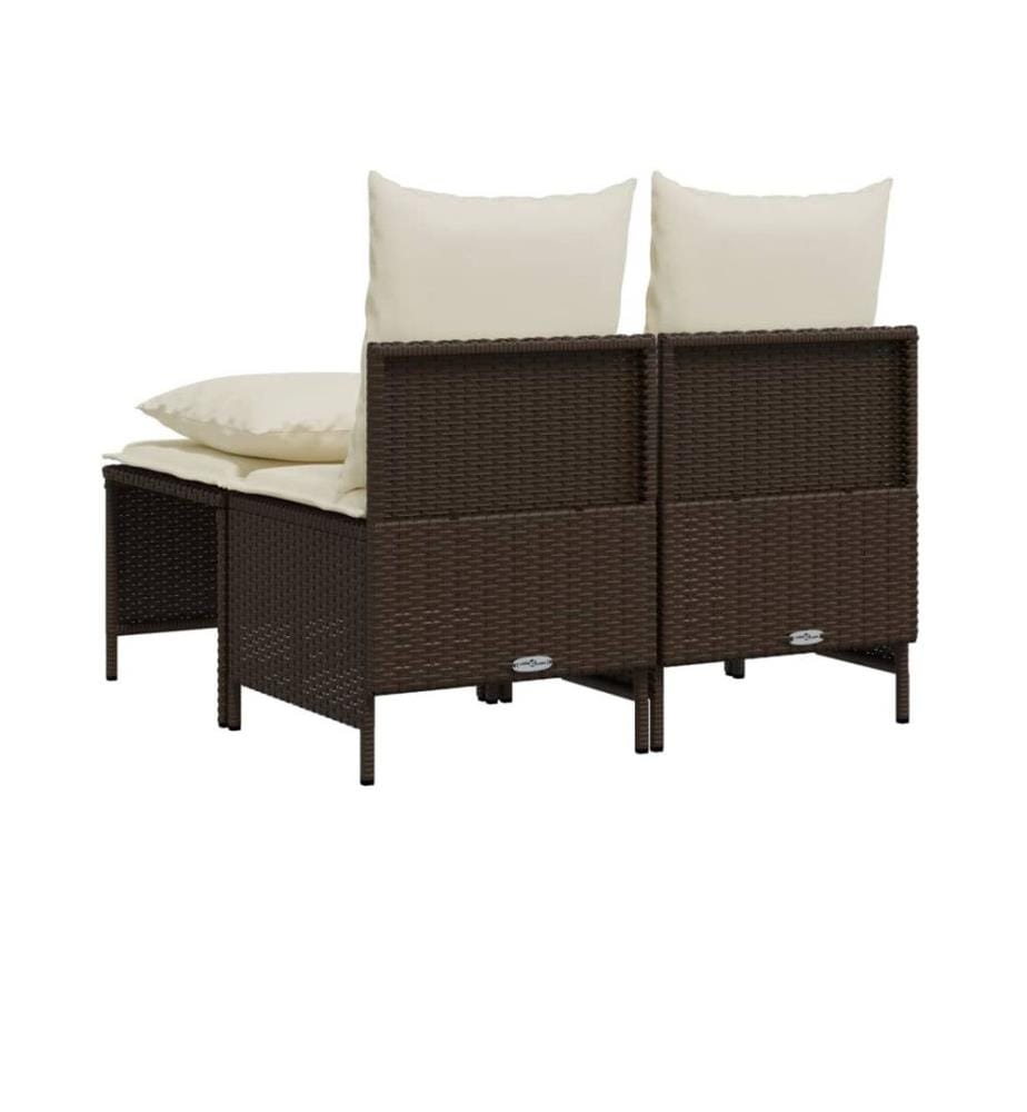 Salon de jardin 4 pcs avec coussins marron résine tressée