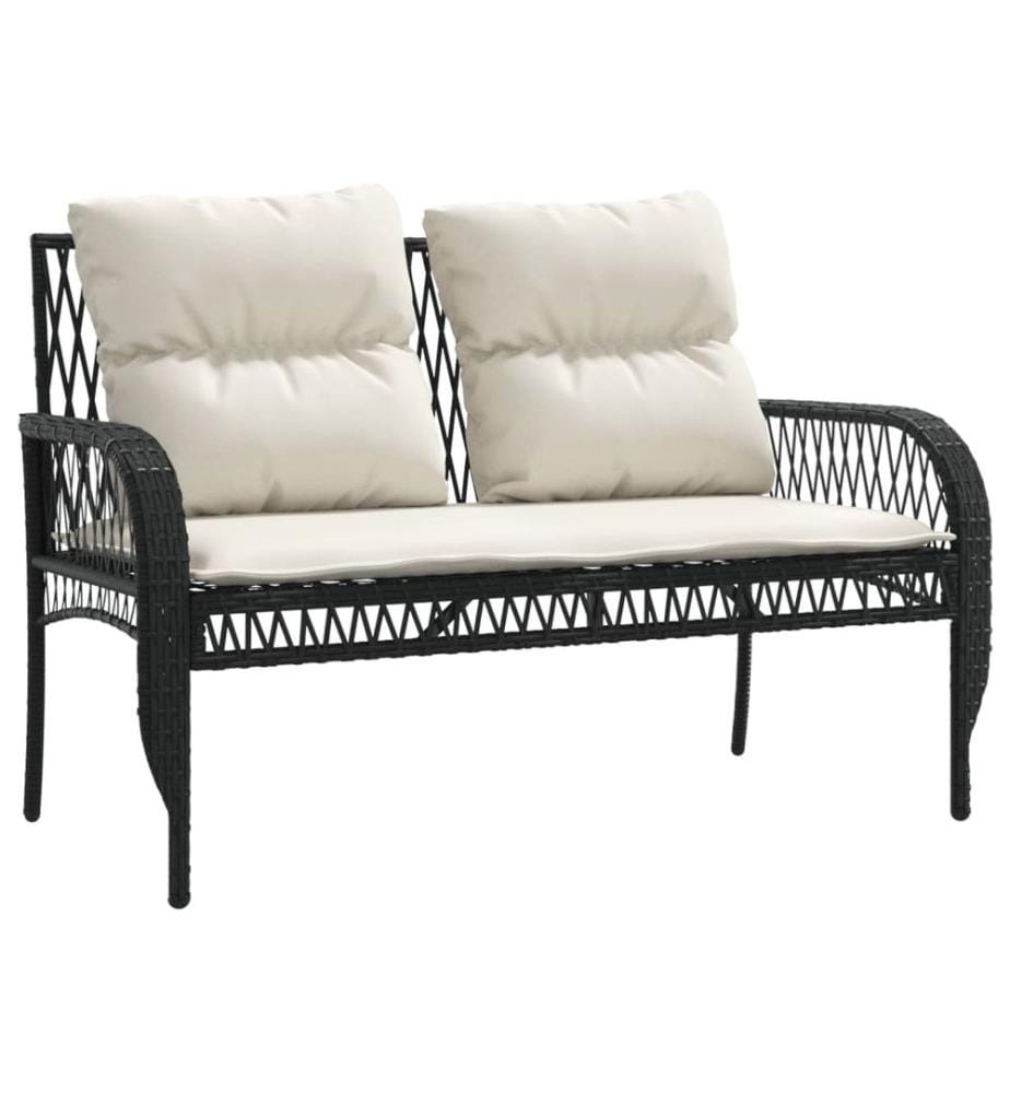 4-tlg. Garten-Sofagarnitur mit Kissen Schwarz Poly Rattan