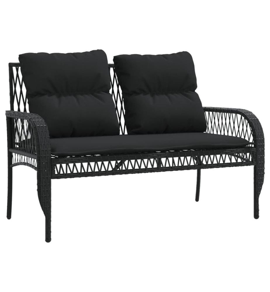 4-tlg. Garten-Sofagarnitur mit Kissen Schwarz Poly Rattan