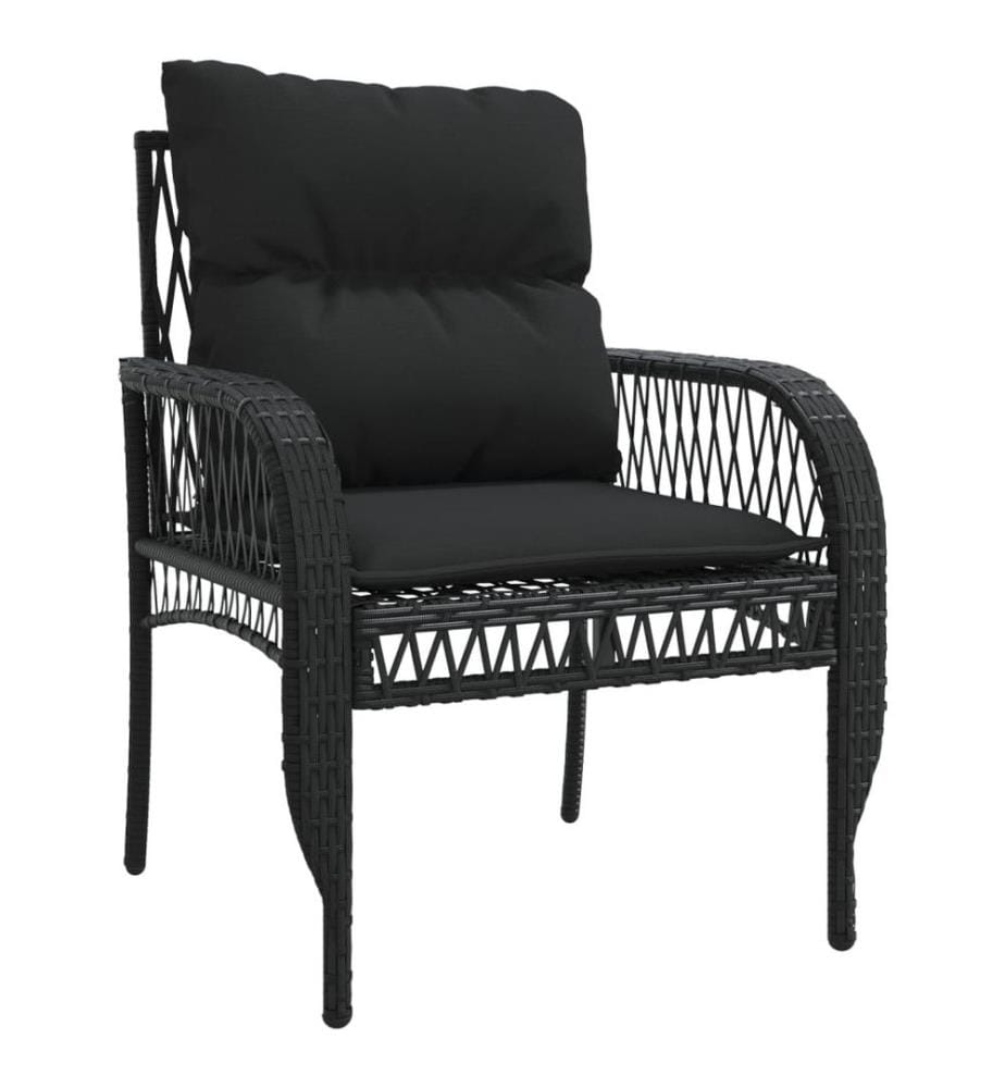 4-tlg. Garten-Sofagarnitur mit Kissen Schwarz Poly Rattan