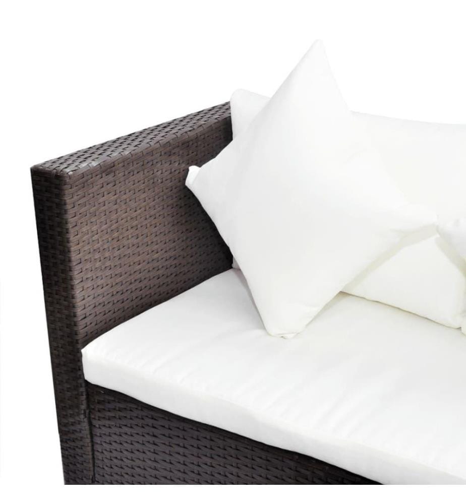 4-tlg. Garten-Lounge-Set mit Auflagen Poly Rattan Braun